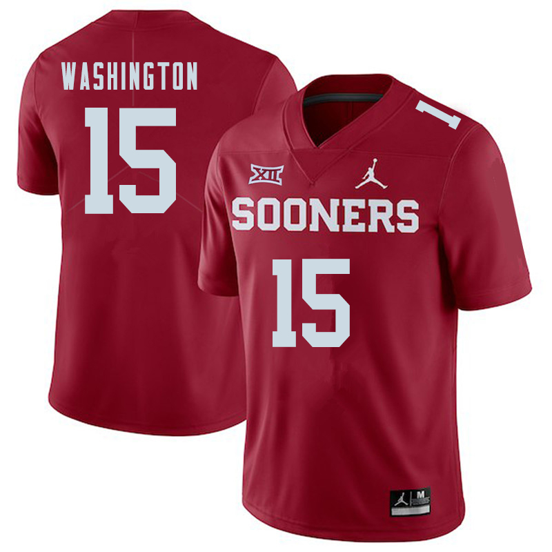 Oklahoma Sooners #15 Bryson Washington College Football Jerseys Sale-Crimson